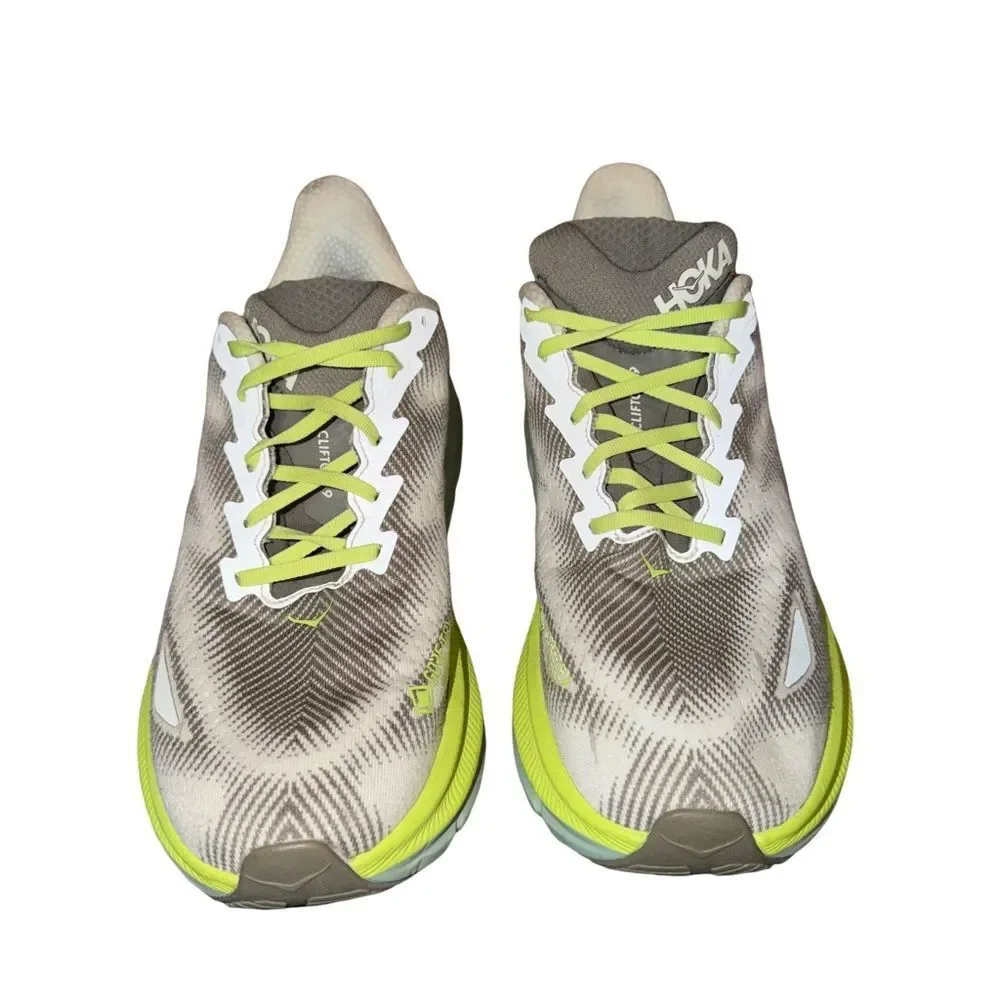 Hoka Clifton 9 GTX Sneakers with Lime and Gray Tones size 12 D